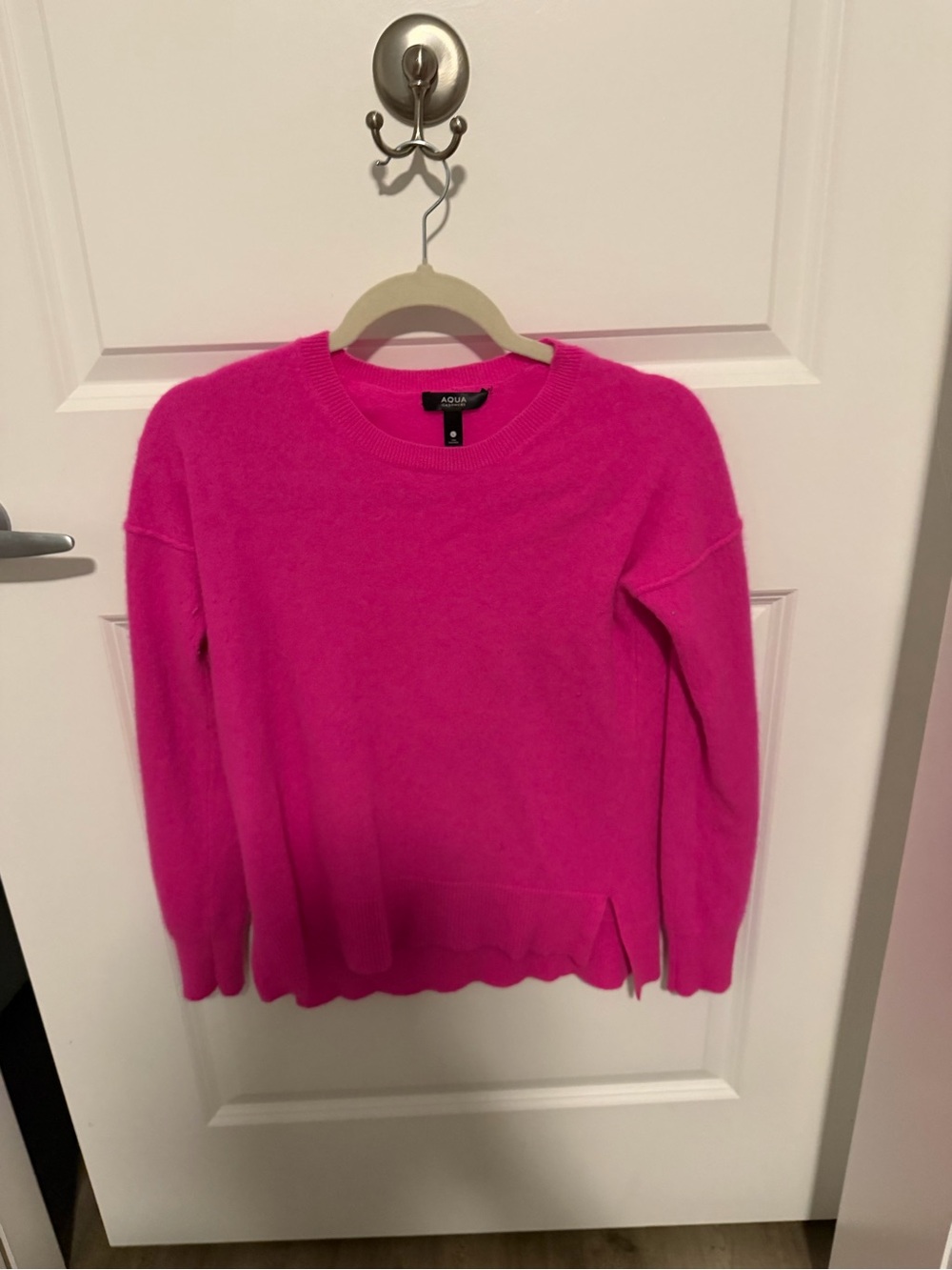 AQUA Hot Pink Crewneck Cashmere Sweater Reposhing
